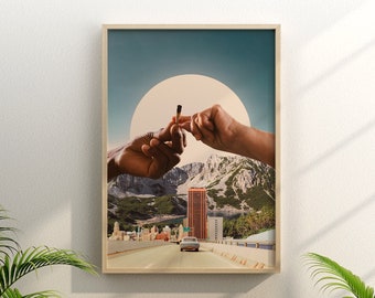 Coming Home (Joint Art Collage, City Landscape, Collage Wall Decor, Collage Poster, Cannabis Poster)