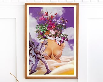 Vivid Dream Art Print: trippy surrealistische collage, retro vintage stijl
