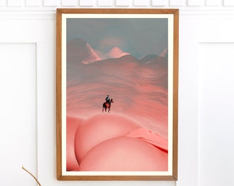 Cowboy Booty Art Print: Surreal Landscape Collage on Recycled Cotton Canvas