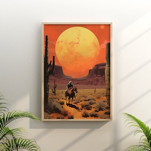The Long Run (Western Wandbild, Retro Cowboy Wandkunst, Western Poster, Wüstenposter)