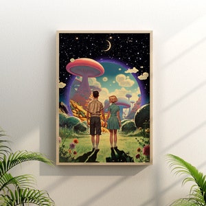 Mind Öffnung Trip v2 (Psychedelische Kunst, Vintage Wandbild, Pilz Kunst, Retro Surrealismus, Trippy Poster)