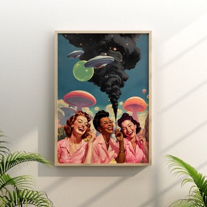 Tripping Together (Arte de parede retrô, impressão trippy, pôster trippy, presentes Friends 420, impressão psicodélica)