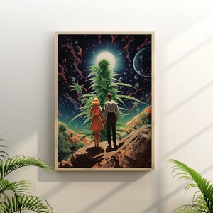 Mind Öffnung Trip v4 ( Trippy Paar Poster, Cannabis Wandkunst, Weed 420 Geschenke, Weltraum Kunstdruck, Trippy Wandkunst, UNGERAHMT)