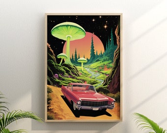 Trippy Trip 5 ( Trippy Art Print, Retro Surrealism, Vintage Wall Print, Trippy Wall Art, Psychedelic Art, UNFRAMED )