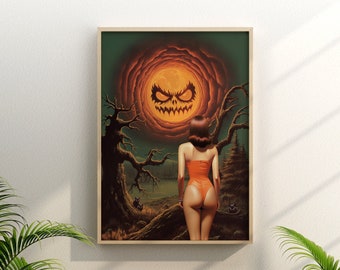 LOST v3 ( Halloween Art, Psychedelic Halloween Art, Halloween Poster, Pin-Up Print, Surreal Collage Art, UNFRAMED )