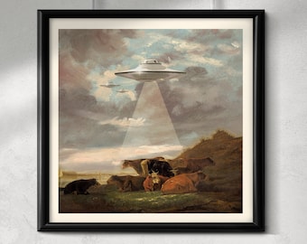 Calmness v2 (UFO Art, UFO Print, UFO Poster, Collage Art, Collage Print, Retro Art)