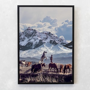 Surreal Western Landscape Art: Mustang Mountains Recycled Cotton Canvas