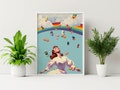 Retro Surreal Art Print: Trippy Collage, Vintage Woman, Rainbow product logo