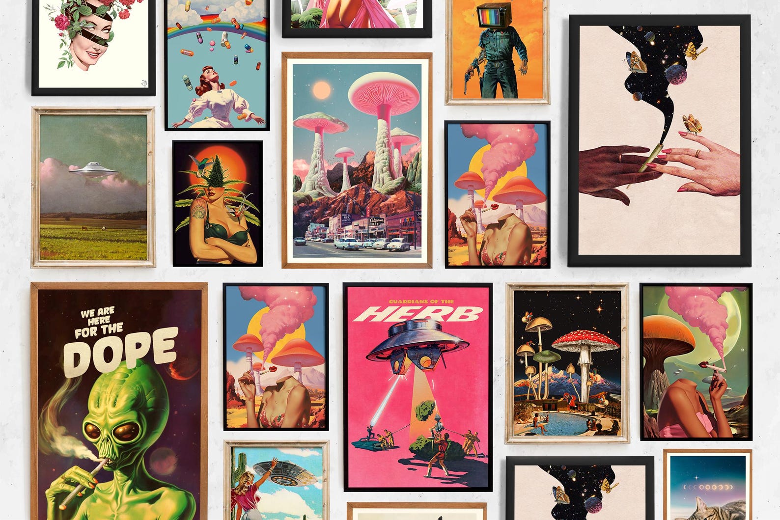 Escape From Reality Collage Art Print: Trippy Retro Cosmic Decor - Etsy