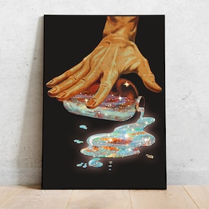 Trippy Potion of Creativity Art Print: Vintage Cosmic Collage, Recycled Cotton Canvas