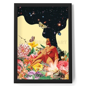 Enamorado del espacio 1 (Collage, Arte mural psicodélico, Arte retro, Arte cósmico, Arte vintage, Arte espacial, Lámina artística)