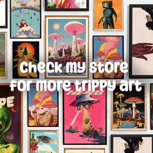 Shrooms Art Print, Retro Trippy Wall Art, Vintage Decor image 2