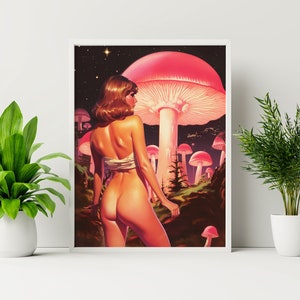 LOST Psychedelic Art, Weird Art, Mushroom Poster, Surreal Collage Art, Trippy Wall Art, UNFRAMED image 4