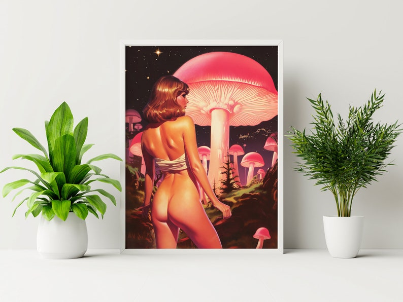 LOST Psychedelic Art, Weird Art, Mushroom Poster, Surreal Collage Art, Trippy Wall Art, UNFRAMED image 4