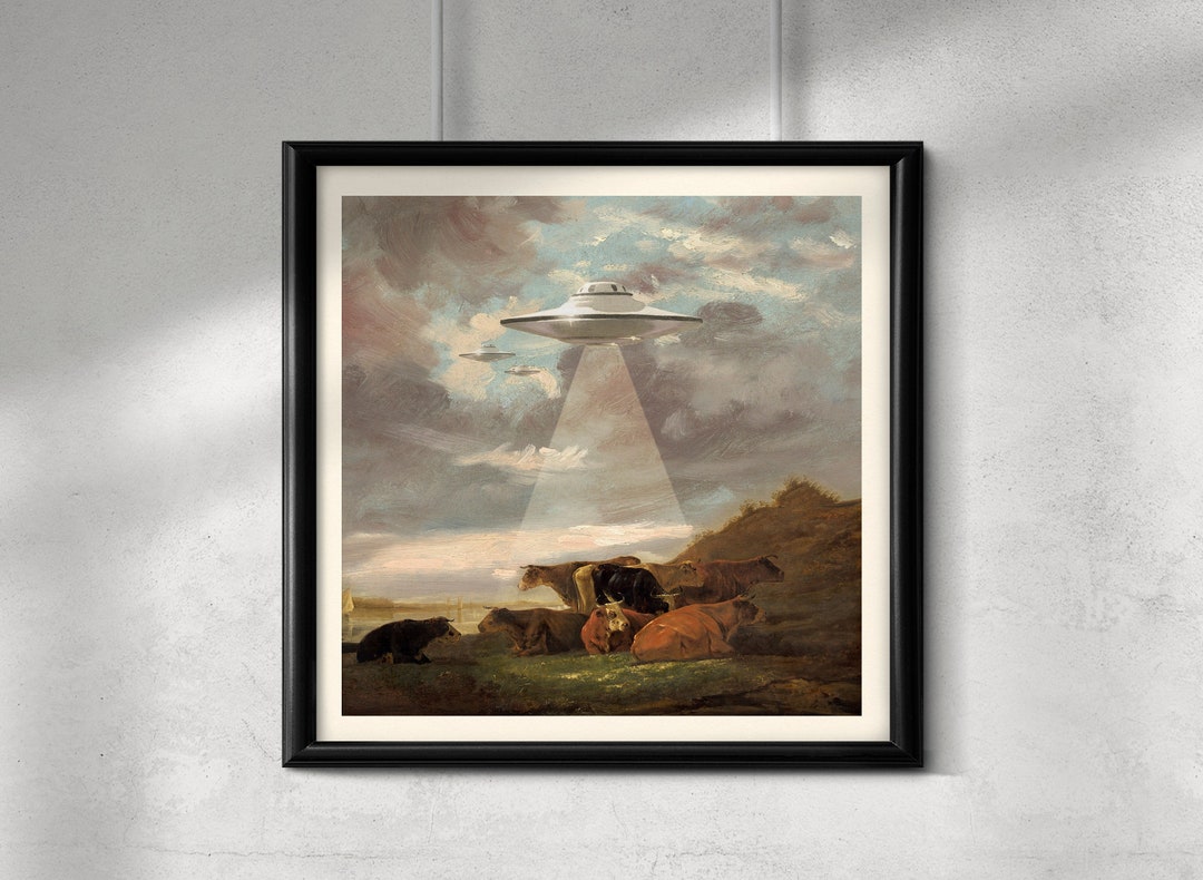 Trippy UFO Abduction Art Print: Vintage Style Collage - Etsy
