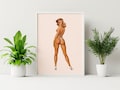 Spanked Pin-Up Art Print: Retro Bad Girl on Recycled Cotton Canvas product logo