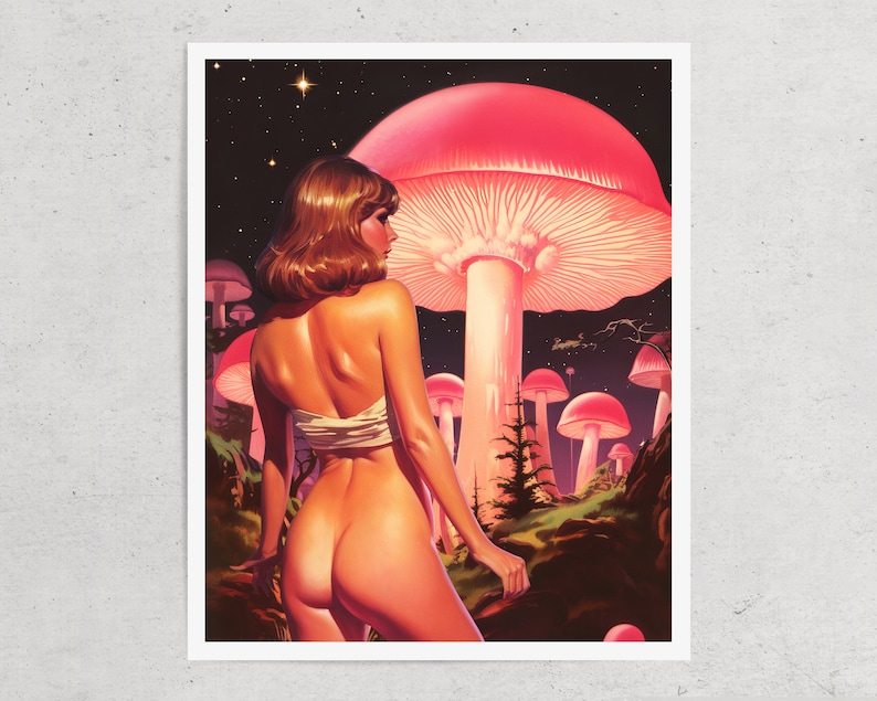 LOST Psychedelic Art, Weird Art, Mushroom Poster, Surreal Collage Art, Trippy Wall Art, UNFRAMED image 5