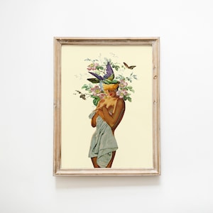 Belleza Surrealista 2 (Póster Retro, Impresión Vintage, Arte Mural Psicológico, Impresión Artística, Impresión Collage, Arte Floral)