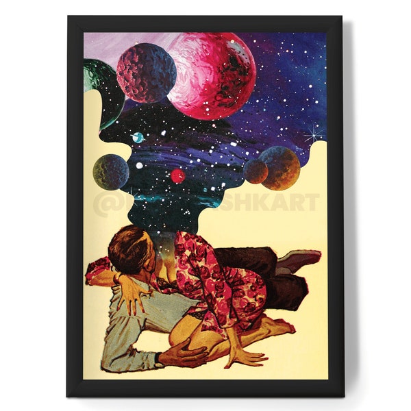 In love With The Space 3 (Collage Art, Trippy Wall Art, Retro Art, Cosmic Art, Vintage Art, Space Art, Art Print)