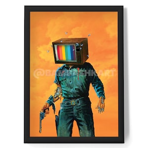 Brainwashed (Collage Art, Trippy Wall Art, Retro Art, Rainbow Art, Vintage Art, Trippy Art, Art Print)
