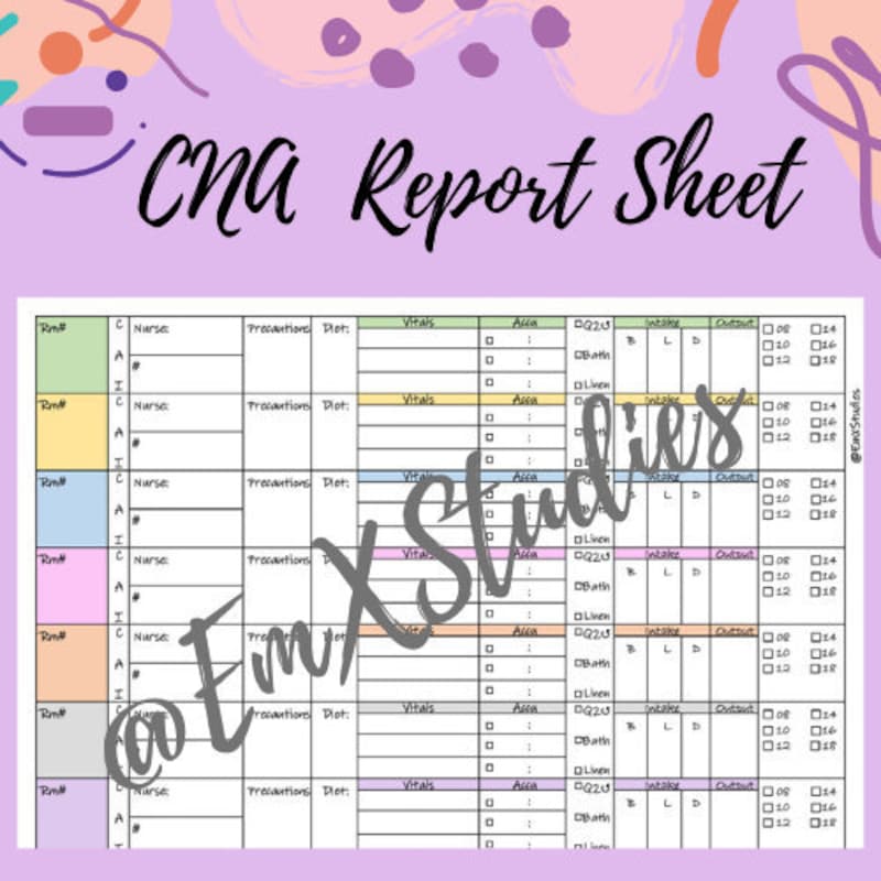 Cna Report Sheet - Etsy