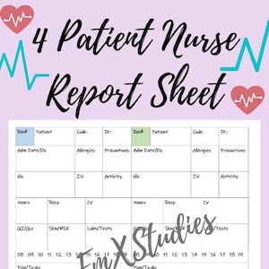 4 Patient Nurse Report Sheet