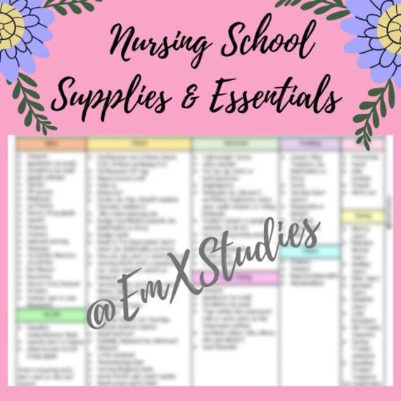 Nursing School Supplies List Template Nurse Student Template Etsy