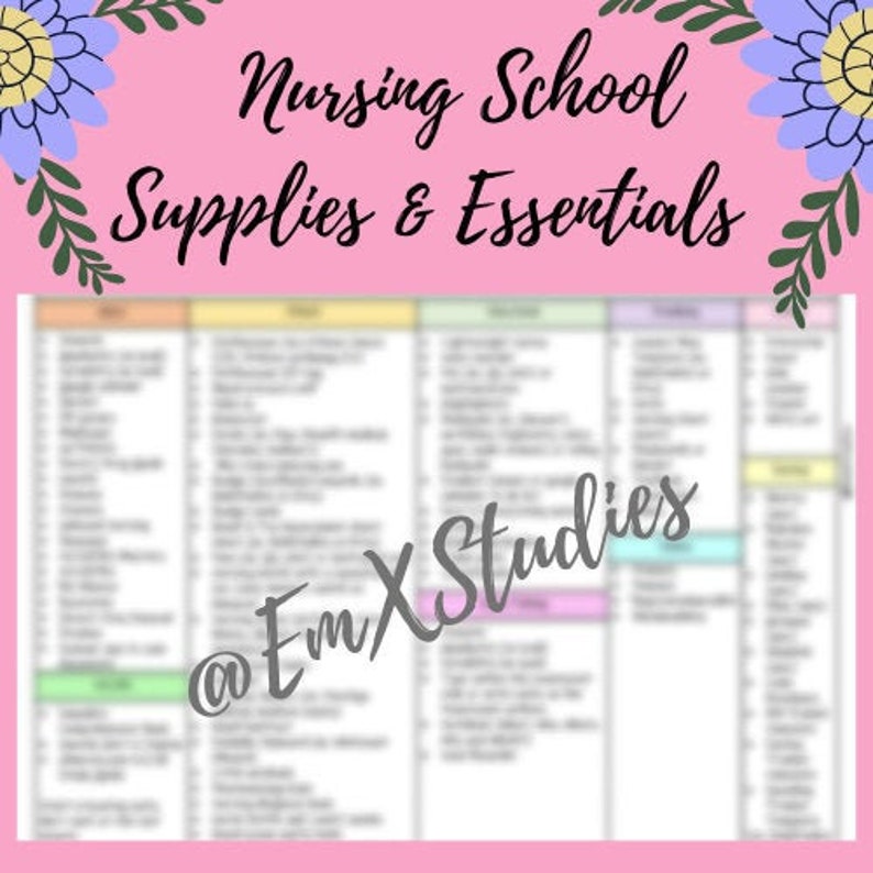 Nursing School Supplies List Template Nurse Student Template Etsy
