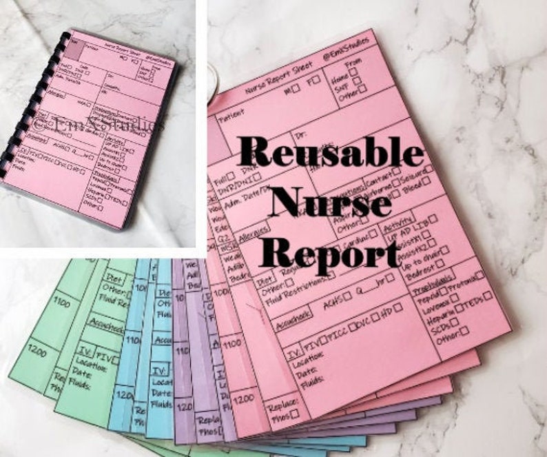 REUSABLE DETAILED Nurse Report Night/Day Shift Nurse Etsy