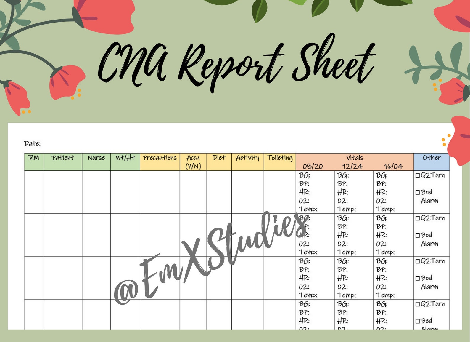 cna-report-sheet-cna-daily-flowsheet-pct-report-sheet-etsy