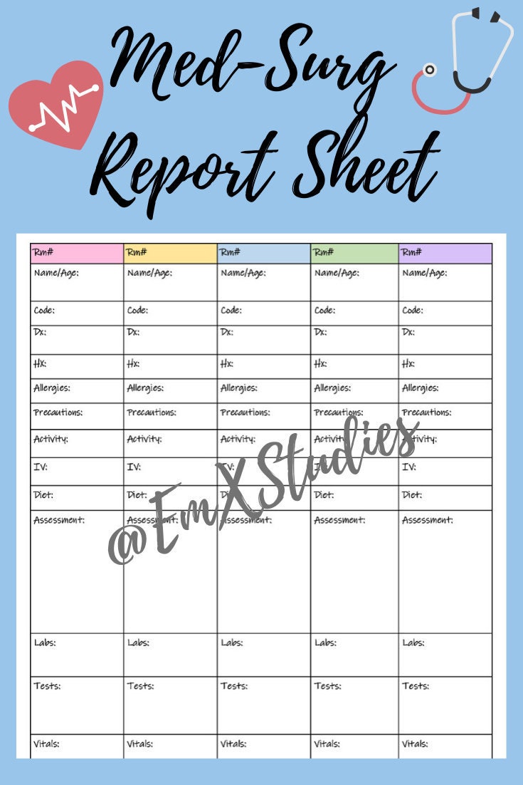 21 and 21 Patient Nurse Report, Med-surg report sheet, Med-surg template, med  surg nurse, medical surgical nurse report, med surg nurse brain Intended For Med Surg Report Sheet Templates