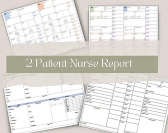 Nurse Report Sheet Bundle, 4 Landscape Patient Handoff Sheets (Digital Download)