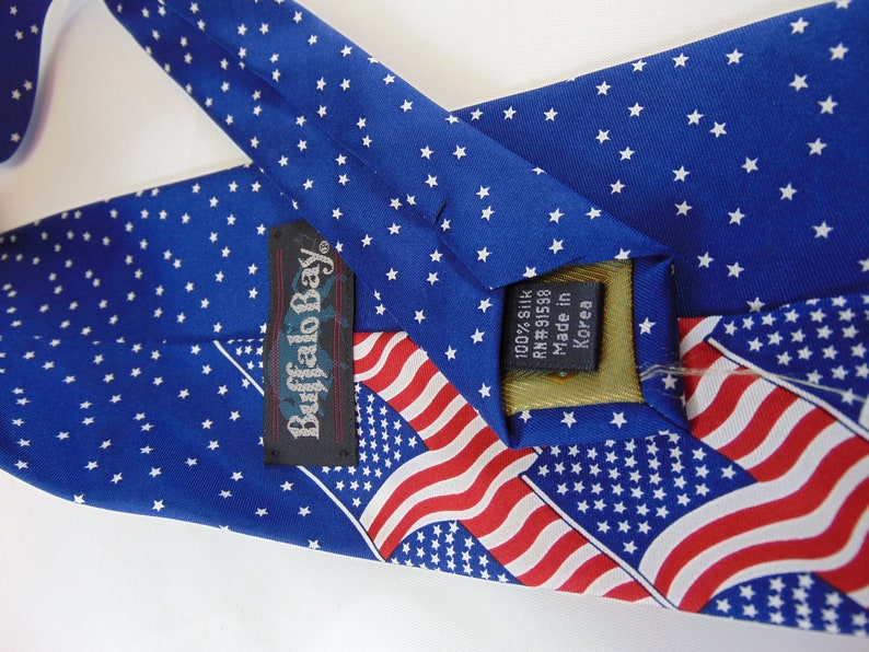 Vintage mens tie american flag masonic temple masons patriotic Silk Buffalo Bay