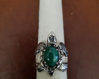 Turtle malachite back in sterling silver.