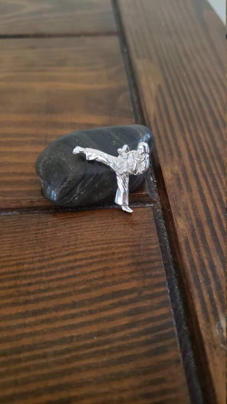 Karate Kicker in Sterling Silver Martial arts pendant Etsy