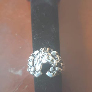 Horse head and horse shoe nugget ring in sterling silver
