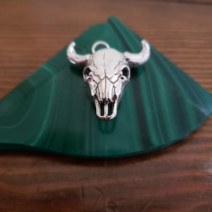 Buffalo Skull Pendant in Sterling Silver - Bison Skull.