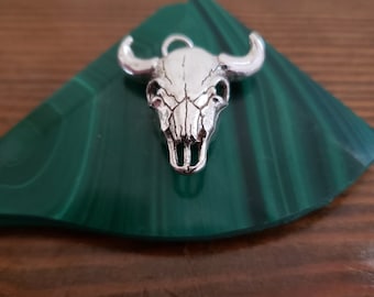 Buffalo Skull Pendant in Sterling Silver - Bison Skull.