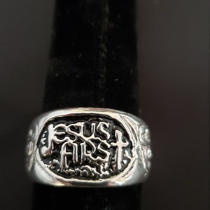 JESUS FIRST sterling silver ring