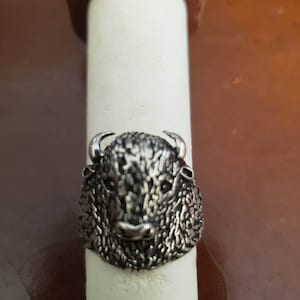 Buffalo head ring in sterling silver