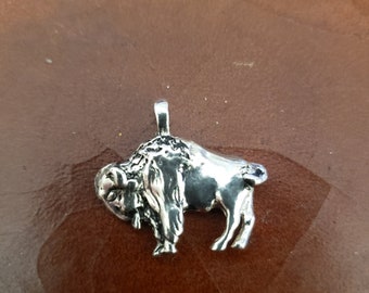 Buffalo full body pendant in Sterling Silver, Bison pendant in silver