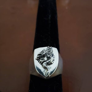 Dragon signet ring in sterling silver