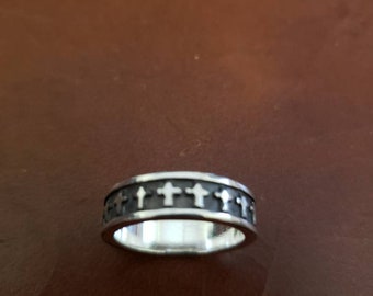 Cross band sterling silver