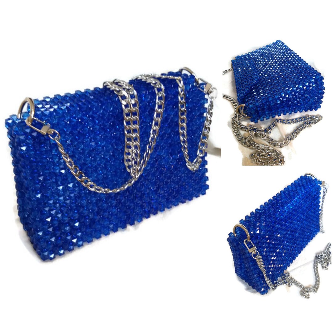 Beaded Bag Evening Blue Clutch Trendy Purse Theatrical Handbag Hard beaded-bag-evening-blue-clutch-trendy-purse-theatrical-handbag-hard