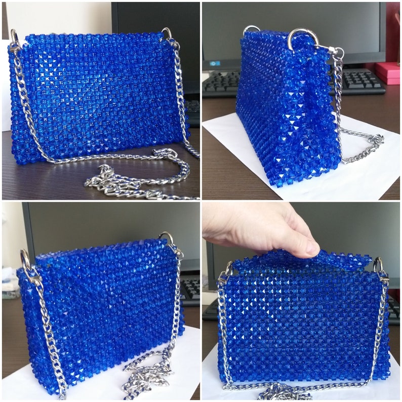 Beaded Bag Evening Blue Clutch Trendy Purse Theatrical Handbag Hard beaded-bag-evening-blue-clutch-trendy-purse-theatrical-handbag-hard
