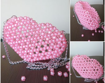 heart clutch crystal • small evening bag • girly party • wedding • a loved one gift • designer • summer • homemade elegant bag