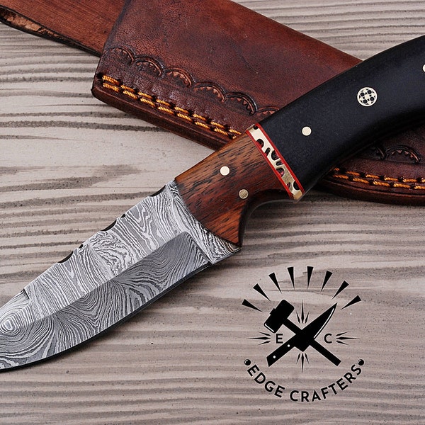 Ręcznie robiony nóż ze stali damasceńskiej "8 nóż Bushcraft, polowanie, kemping, survival, kolekcjonerzy, nóż drużba, wyjątkowy prezent dla niego, turystyka (SK19)