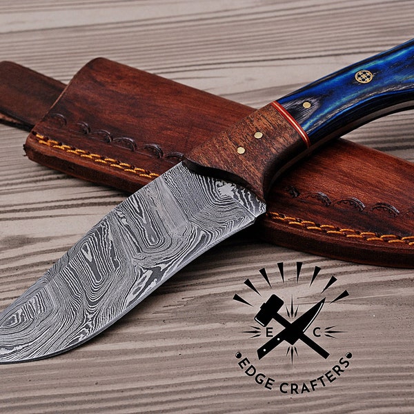 Handmade Hand Craft Damascus "9 Bushcraft Knife, Hunting, Camping, Survival, Collectors, Groomsmen Knife, Unique Gift for Him, Hiking(SK17)