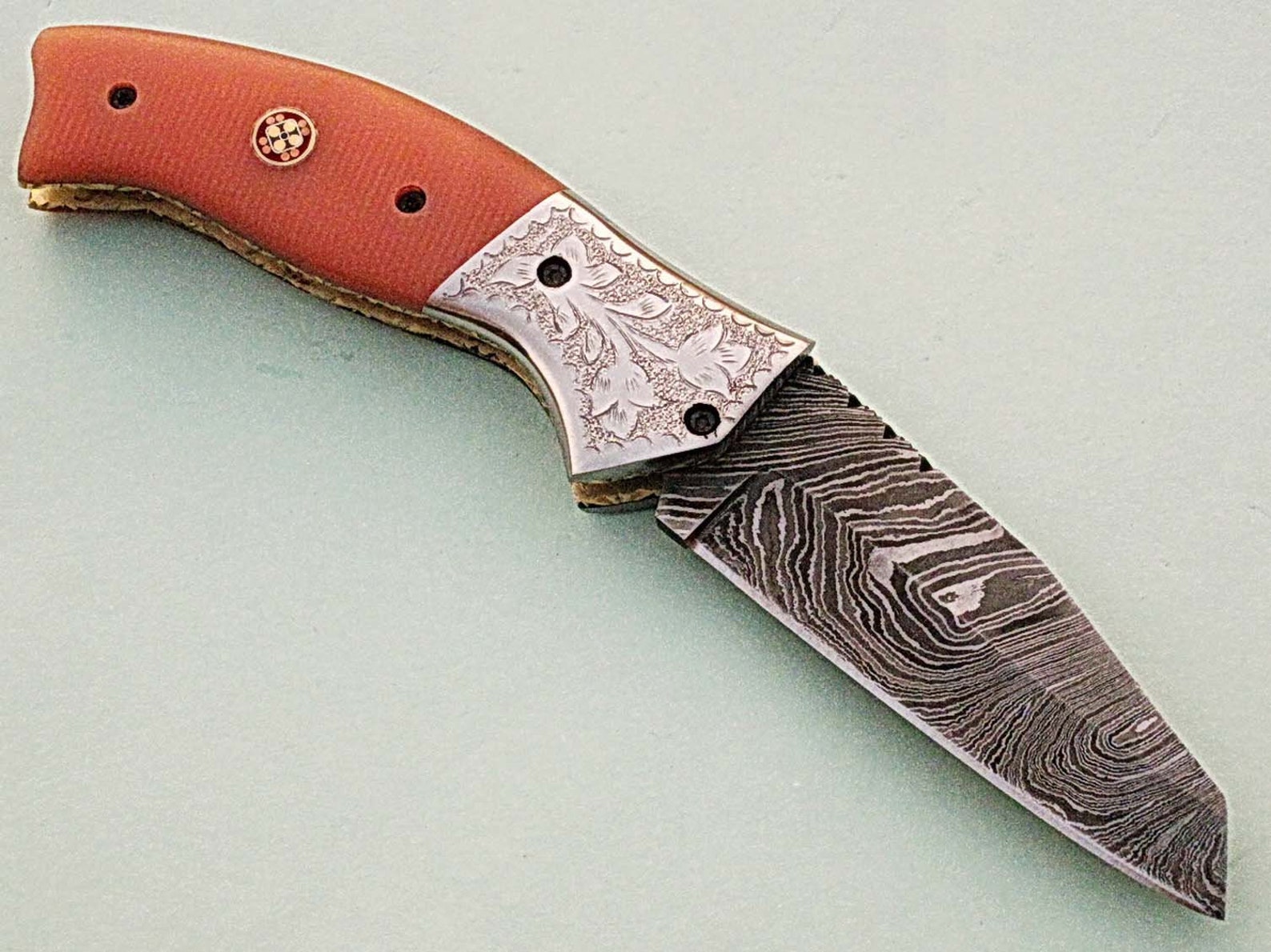 Handmade Real Damascus Steel 7.5 Folding Pocket Knife Etsy