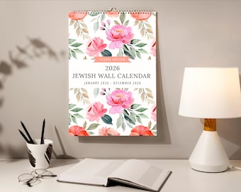 CUSTOM 2026 Jewish Calendar with Hebrew Dates Torah Portions Federal Jewish Holidays